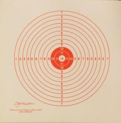 Air Rifle Targets - (1.15" Red Bulls-eye) Segmented Circle (Red, 50 per pack)