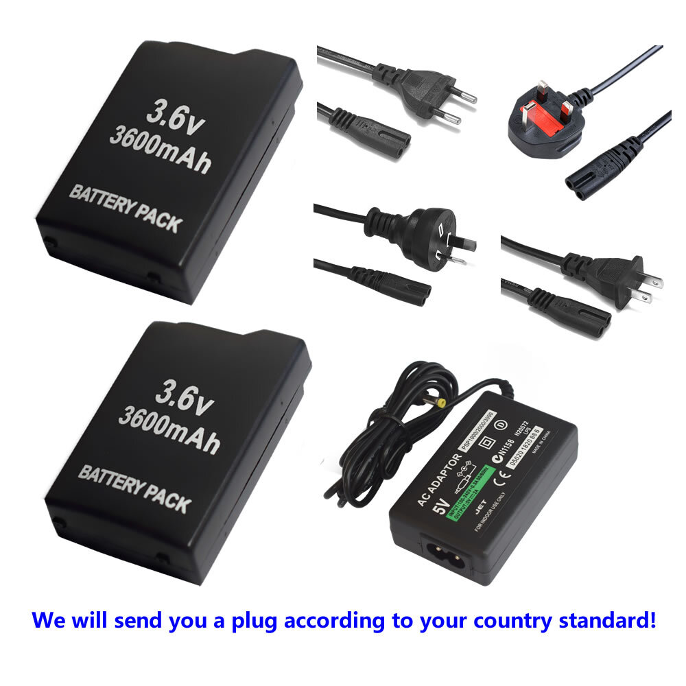 2XRechargeable Battery + wall charger for Sony PSP-110 PSP-1001 PSP 1000 Fat New