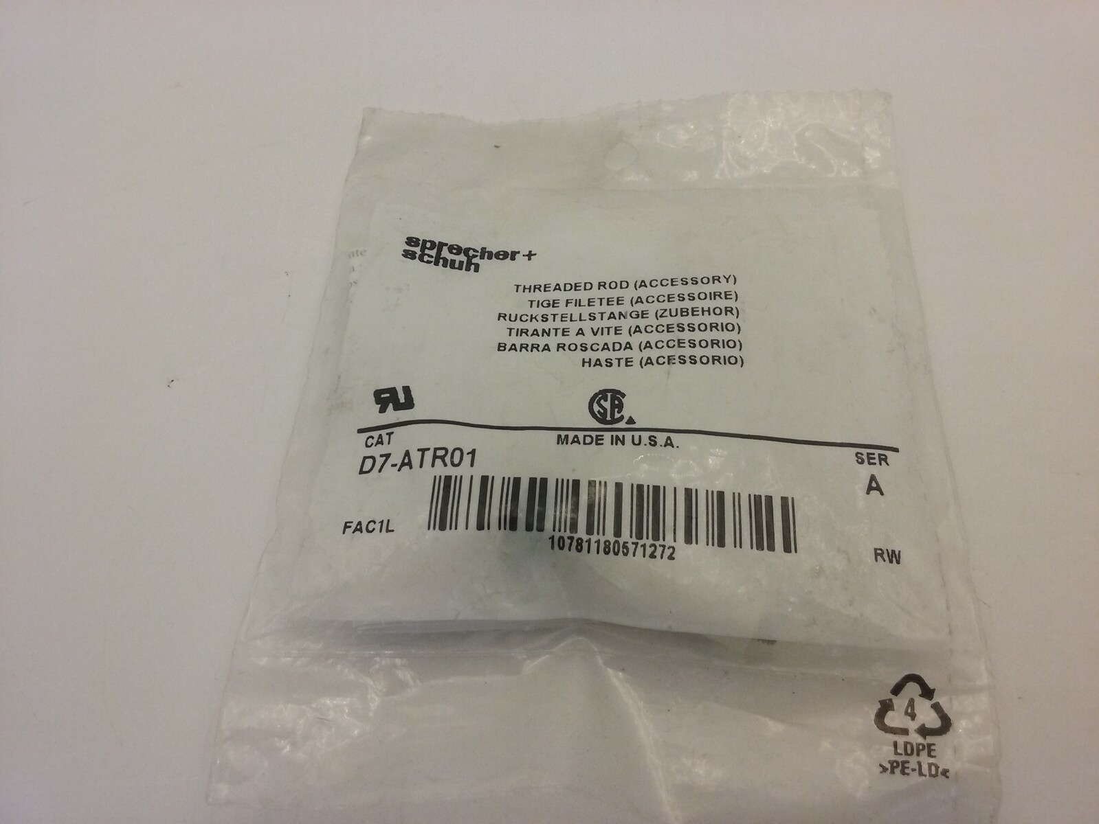 SPRECHER+SCHUH D7-ATR01 THREADED ROD 34-52mm 10mm PUSH HEAD NIB
