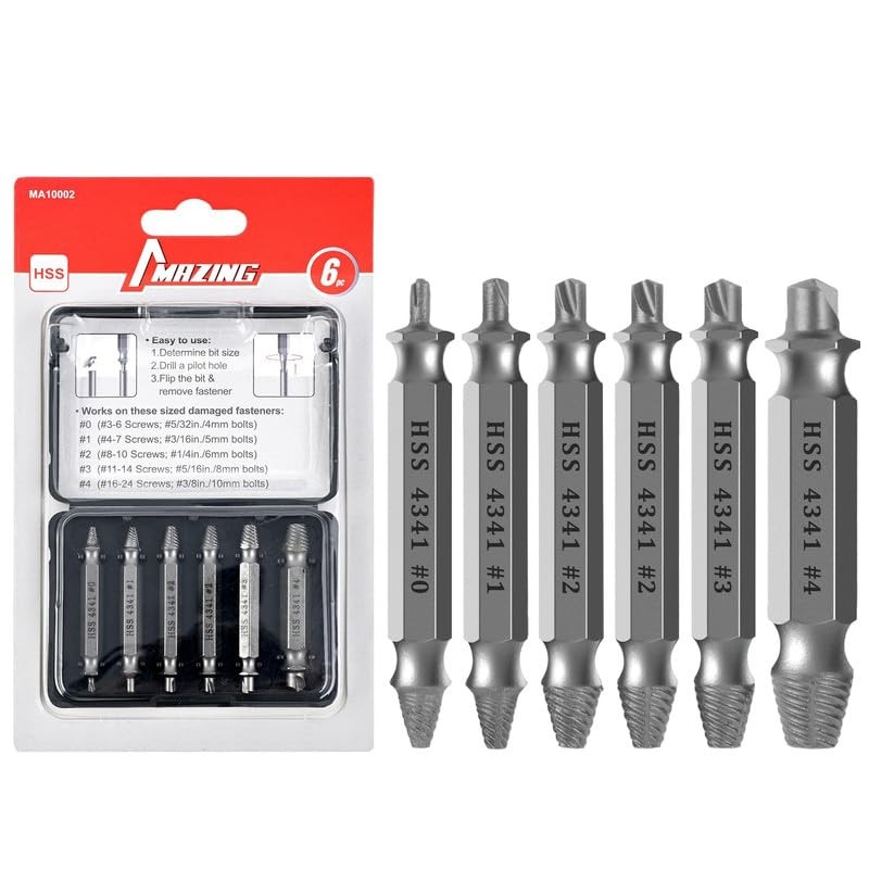 MAZING Damaged Screw Extractor Set, 6PCS Stripped Grab Kit, Easy...