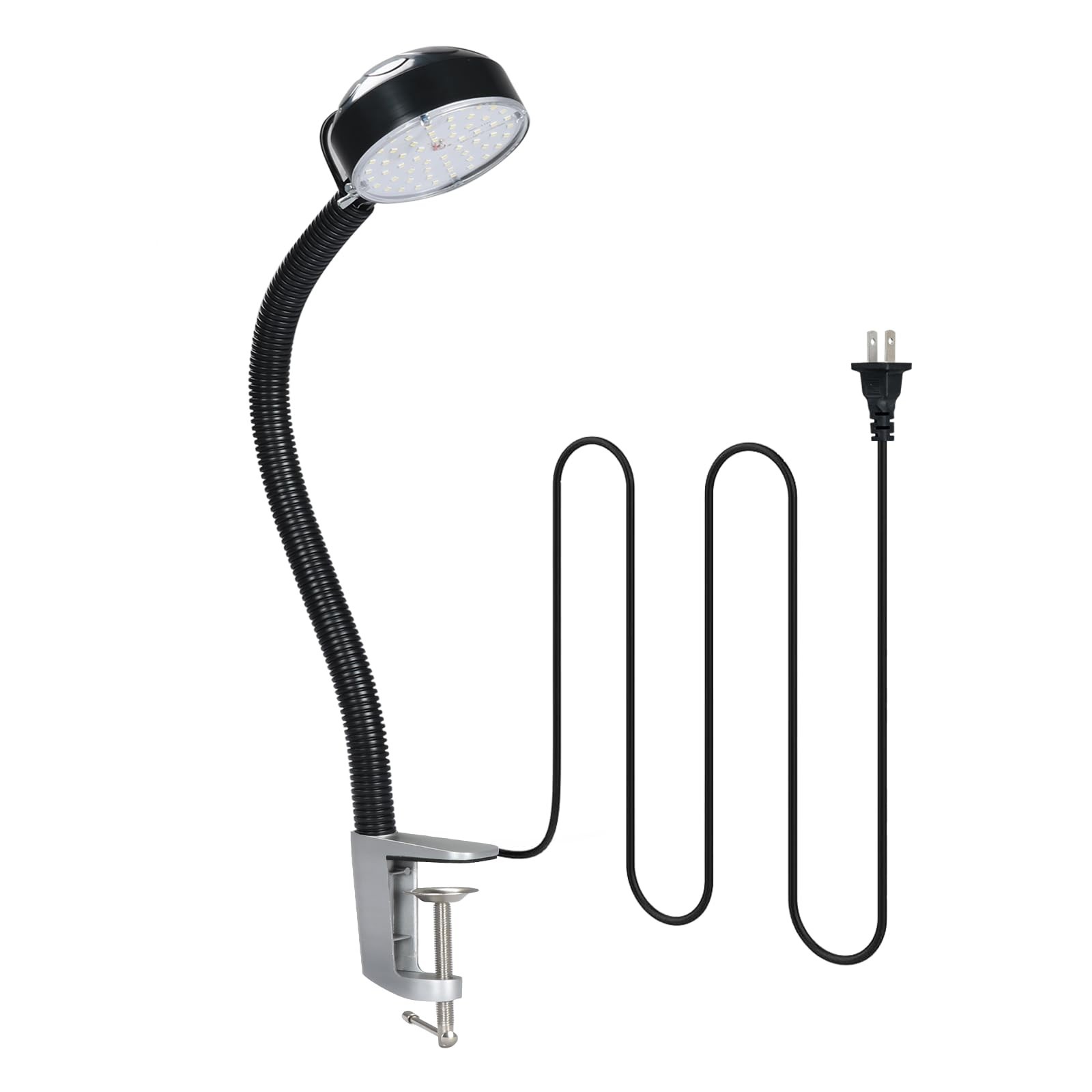 LED Clamp Work Light with Flexible Gooseneck, 20W 2000 Lumens 6500K 110V US P...