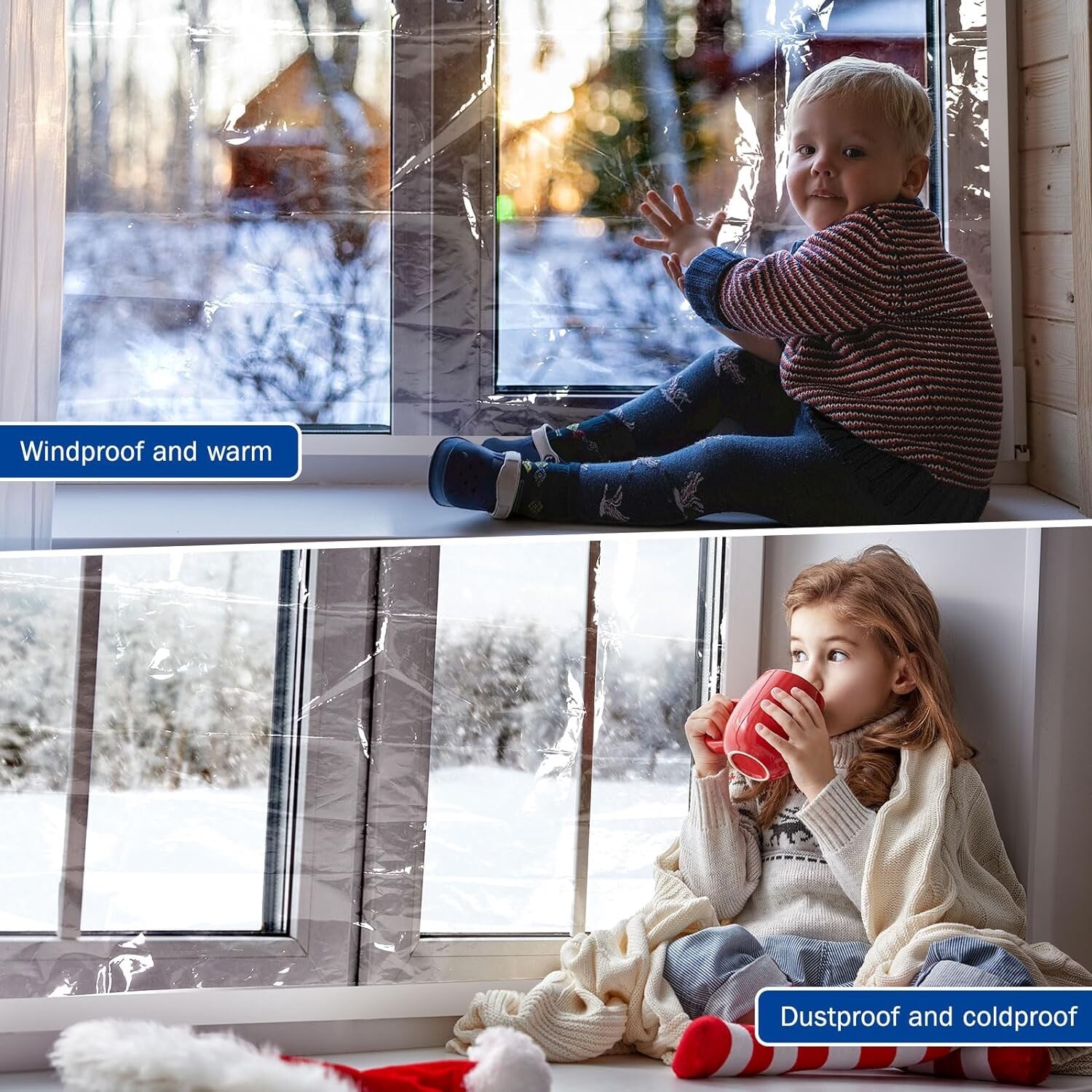 * PANGDA * WINTER WINDOW INSULATION KIT ' 47" X 63" - 6 SHEETS 'WITH HOOK & LOOP
