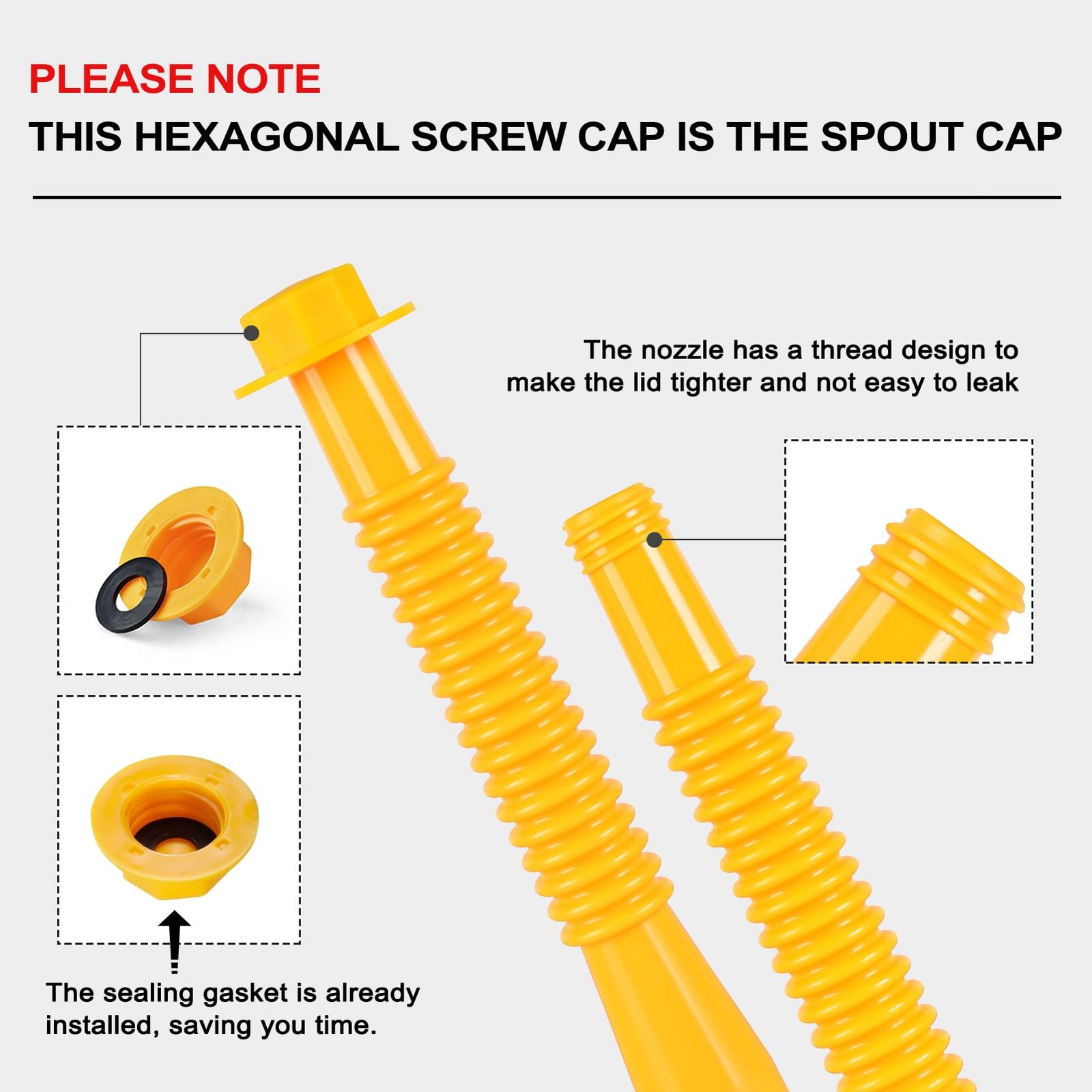 Gas Can Spout Replacement Kit, Nozzle (5 5 Kits, Orangish