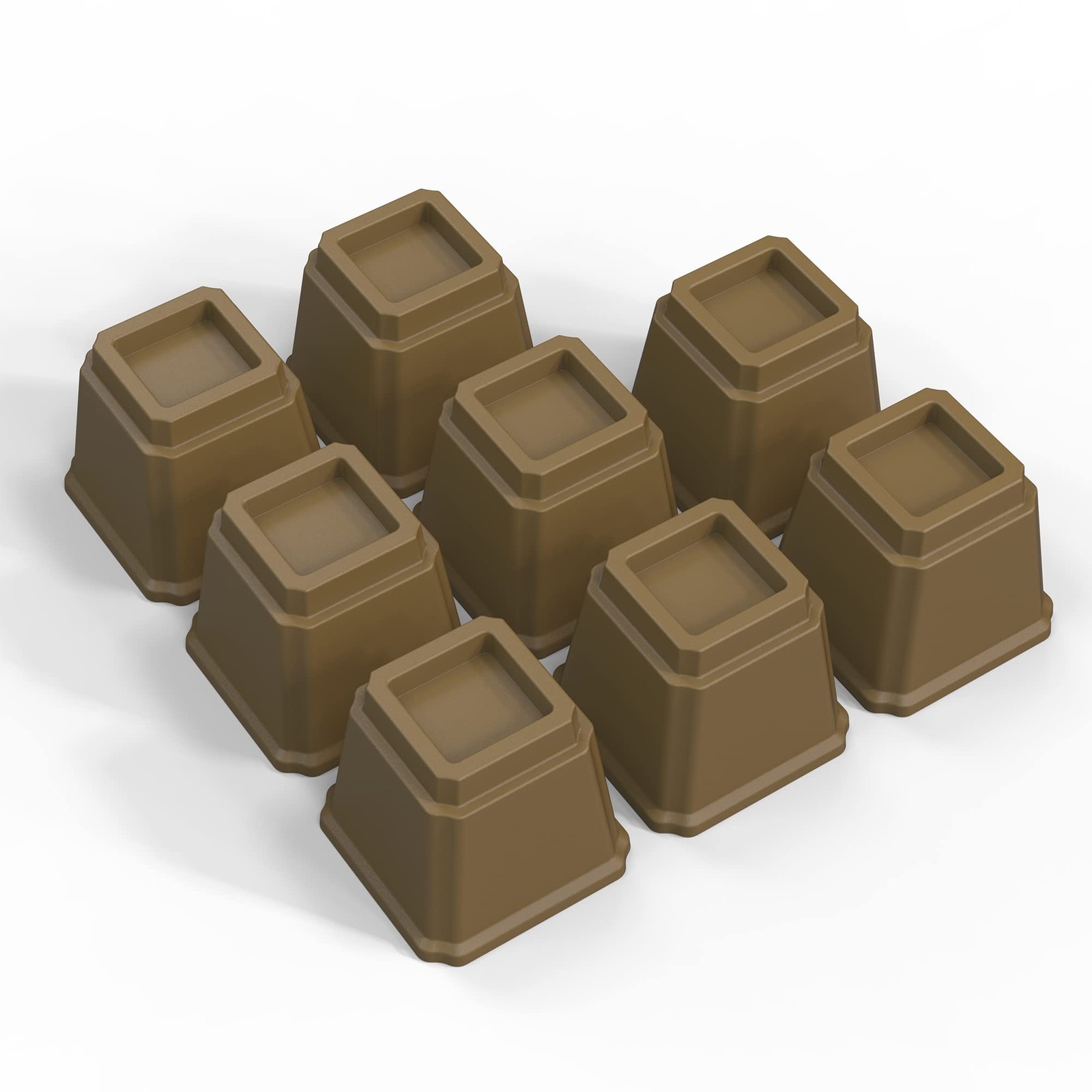 8 PCS 5 Inch Heavy Duty Bed Furniture Risers Lift Up To 1500 Lbs Brown