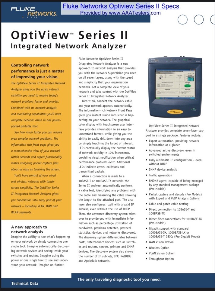 Fluke Network Optiview Series II Integrated Network Analyzer Excellent Condition