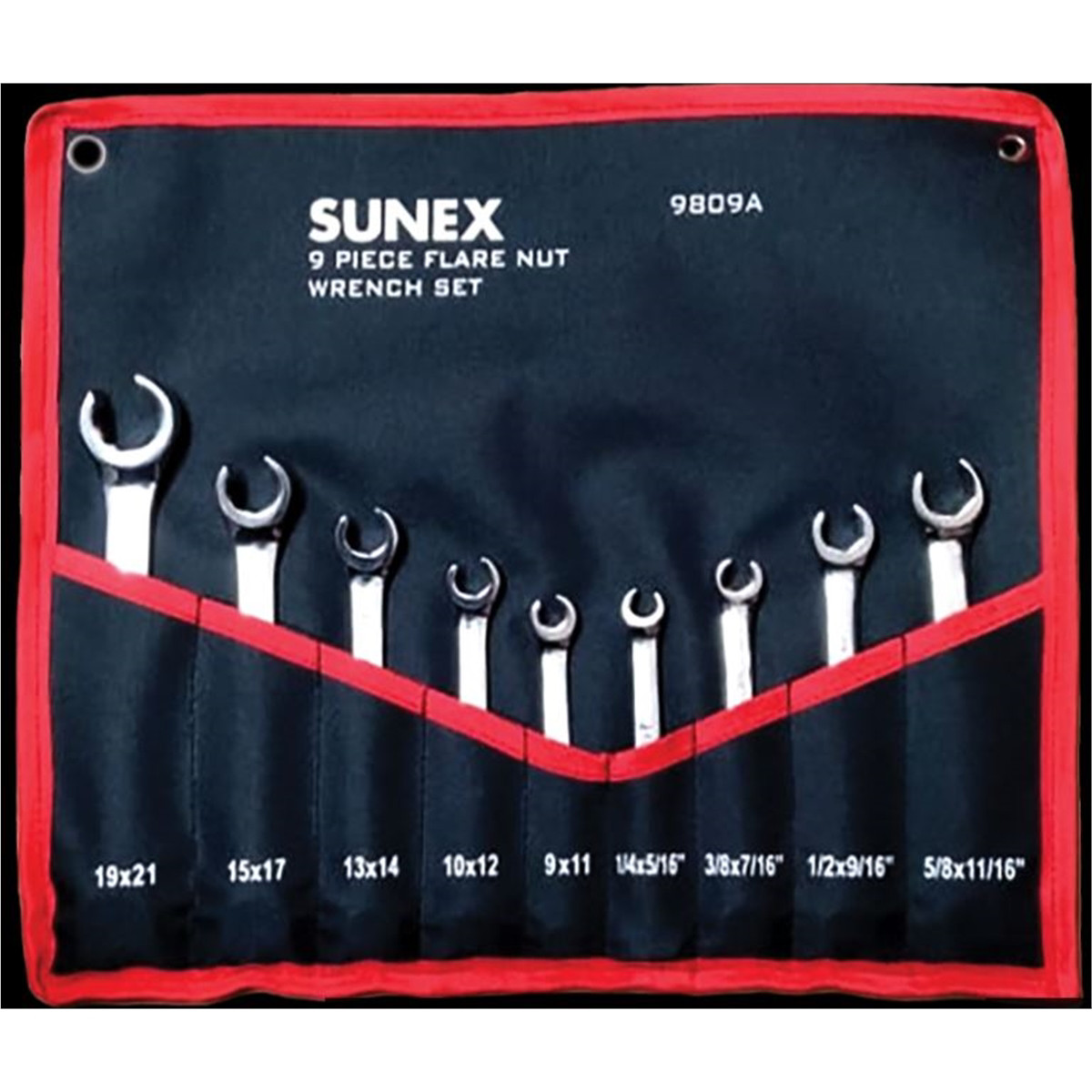SUNEX 9809A 9 Piece SAE And Metric Flare Nut Wrench Set