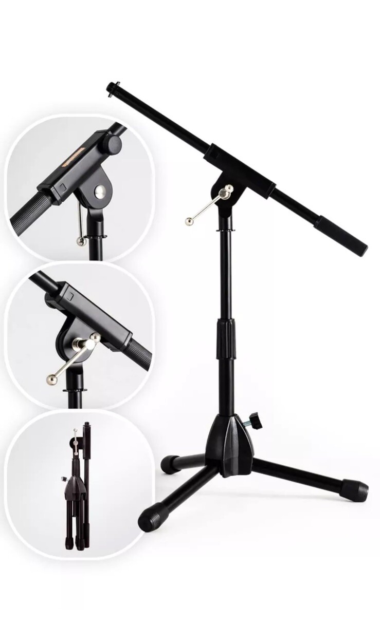 Stage Rocker Foldable Tripod Low-Profile Mic Boom Stand - Height Extending fr...