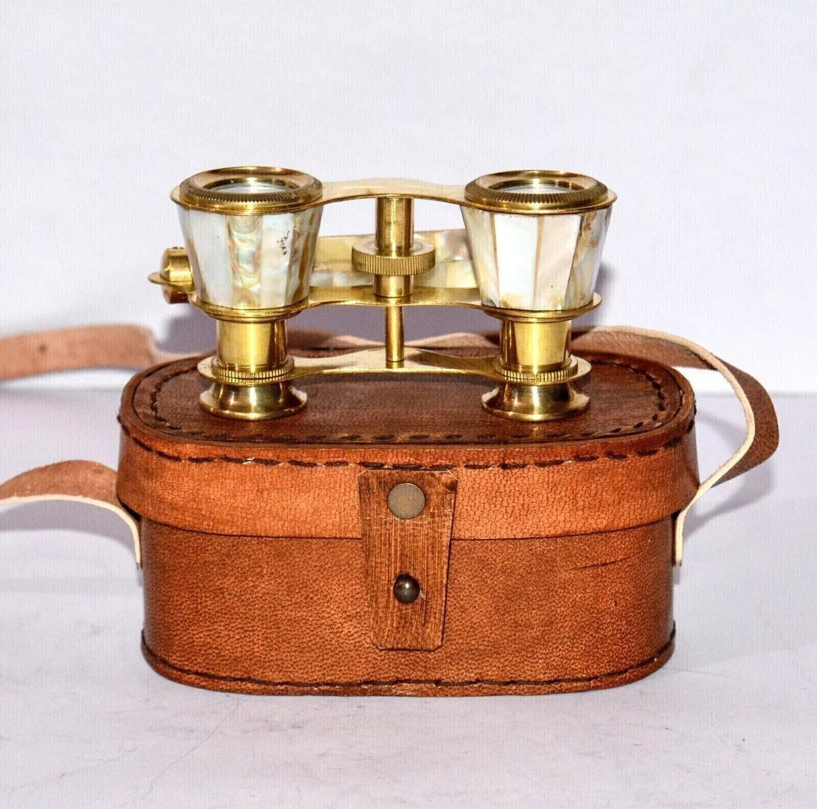 Vintage Brass Opera Glasses Mother of Pearl & Handle Brass Fittings France