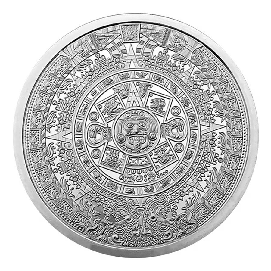 Silver 5 oz Aztec Calendar Round