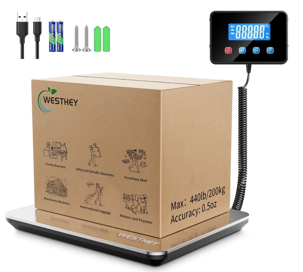 High Accuracy Postal Shipping Scale 0.5oz-440lb, Large Display, Home or Business