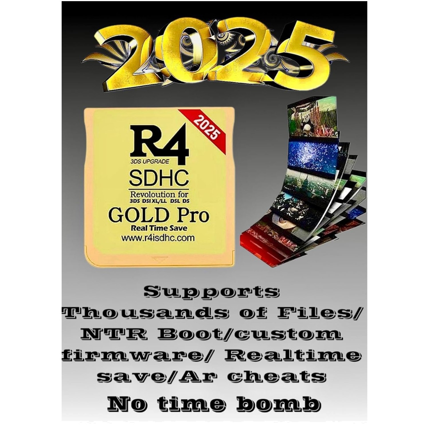 R4 SDHC Gold Pro Adapter with 32 GB Micro SD with~-