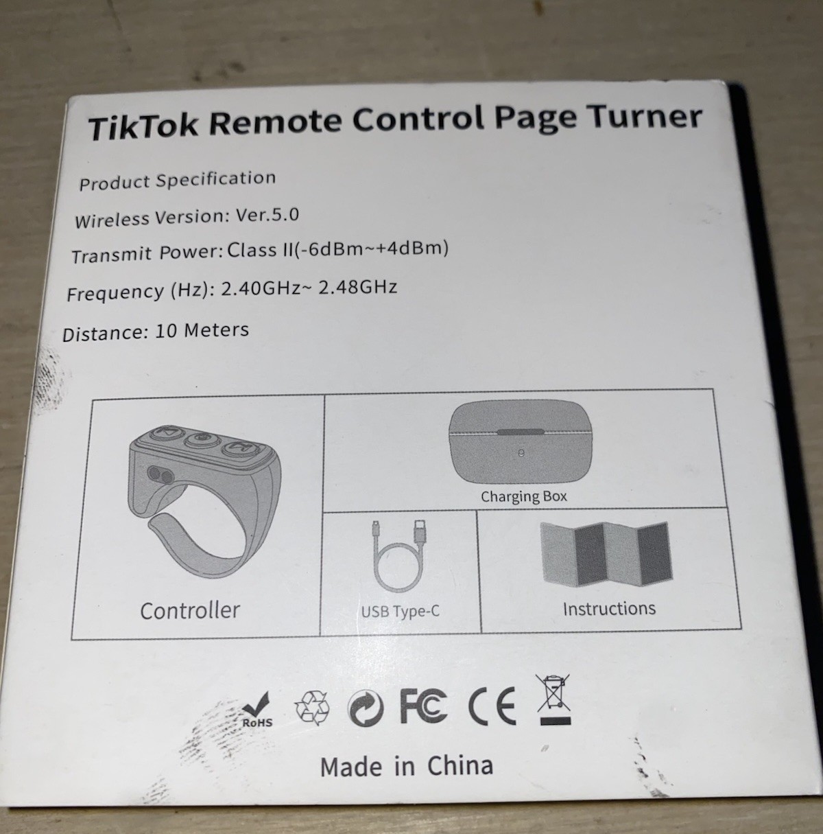 Remote Control TikTok Bluetth Page Turner Scrolling Ring iOS Android Phone Table