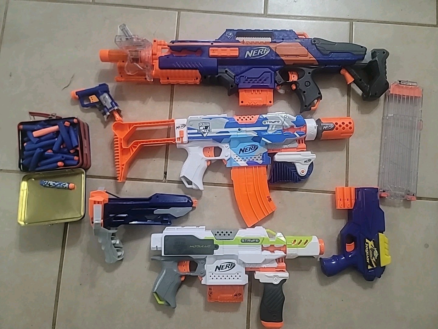 Huge Lot Of 6 Nerf Gun N-Strike Elite  All Works Near Mint Condition