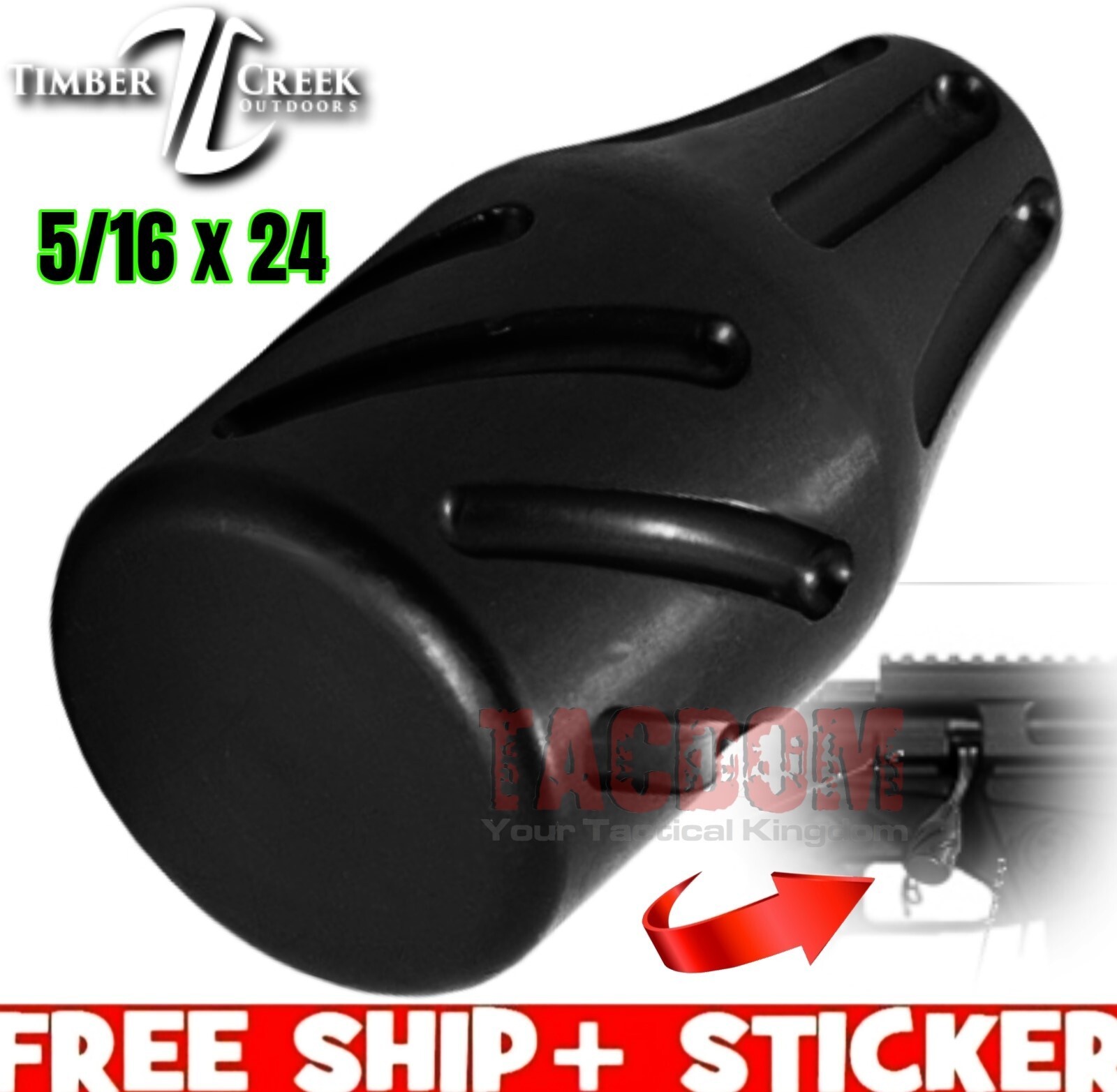 Timber Creek Outdoors Billet Aluminum Bolt Action Knob 5/16x24 Ruger BLACK USA