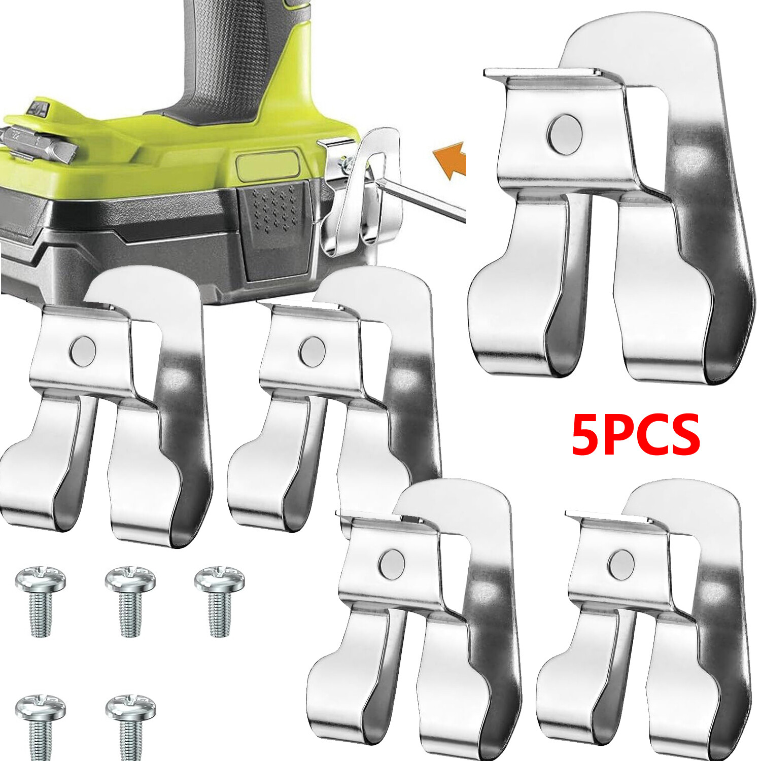 5PK Belt Clip Hooks With Screws For Ryobi For Ridgid Impact Driver Drill Holder