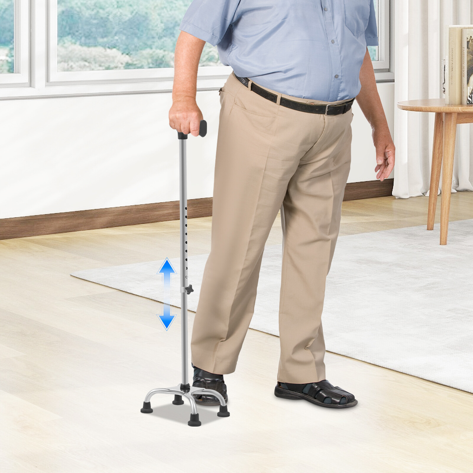 Modern Walking Stick Elderly Walking Aid Crutch Height Adjustable 100kg/220.46lb