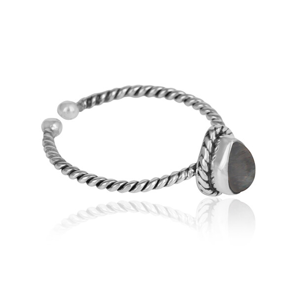 Labradorite Gemstone 925 Sterling Silver Oxidized Twisted Design Rings