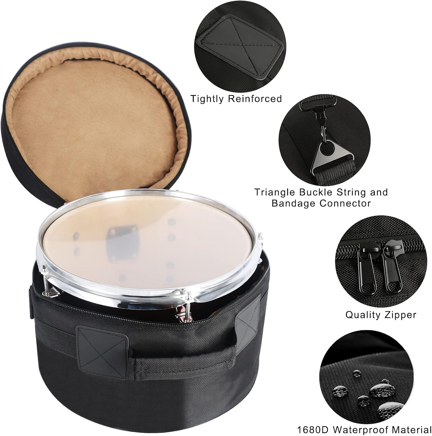 10" X8" Tom Drum Bag, Tom Drum Cases 15 Mm Thick Padding | Multi-Layer