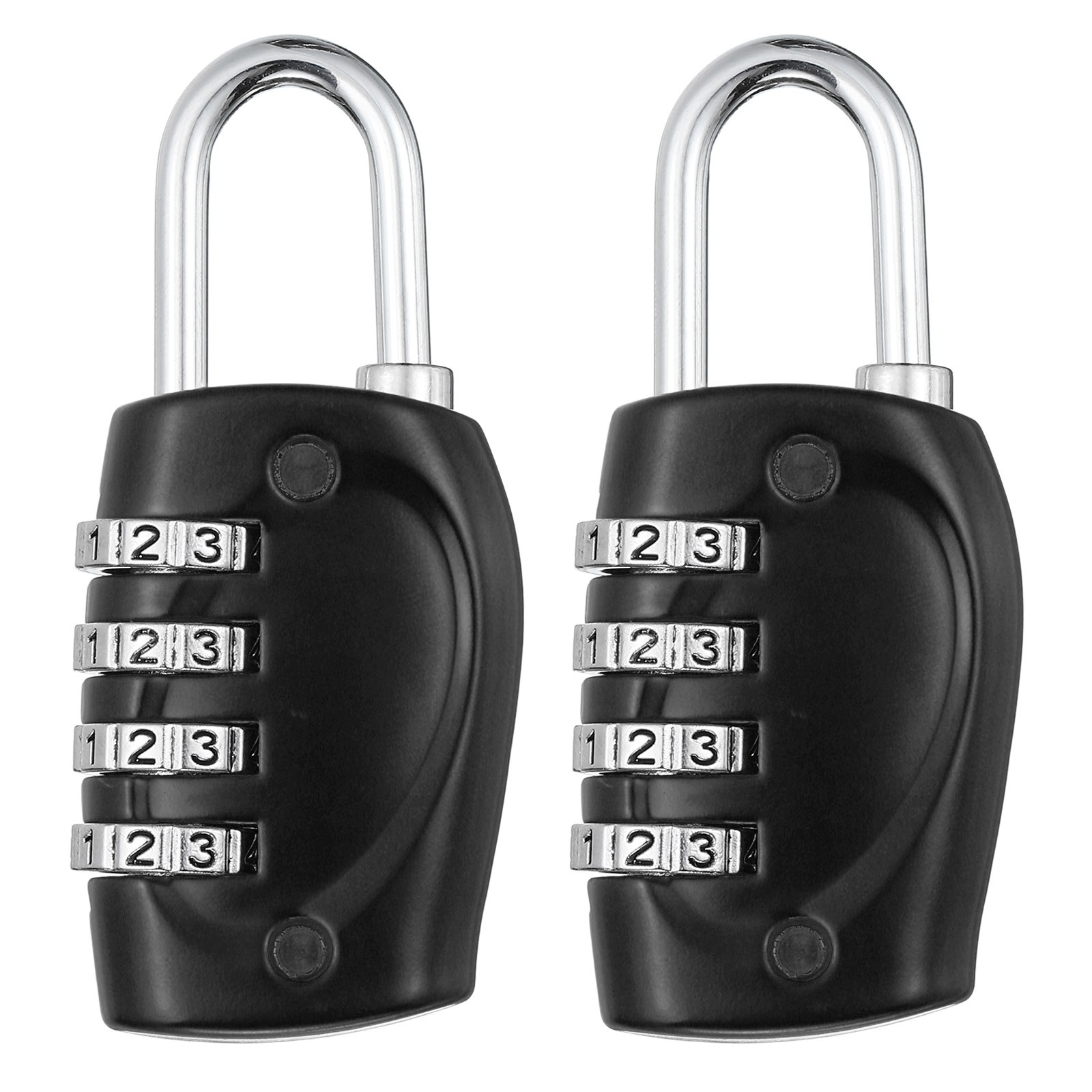 Combination Lock, 2Pcs 4 Digit Outdoor Padlock Waterproof Locker Locks, Black