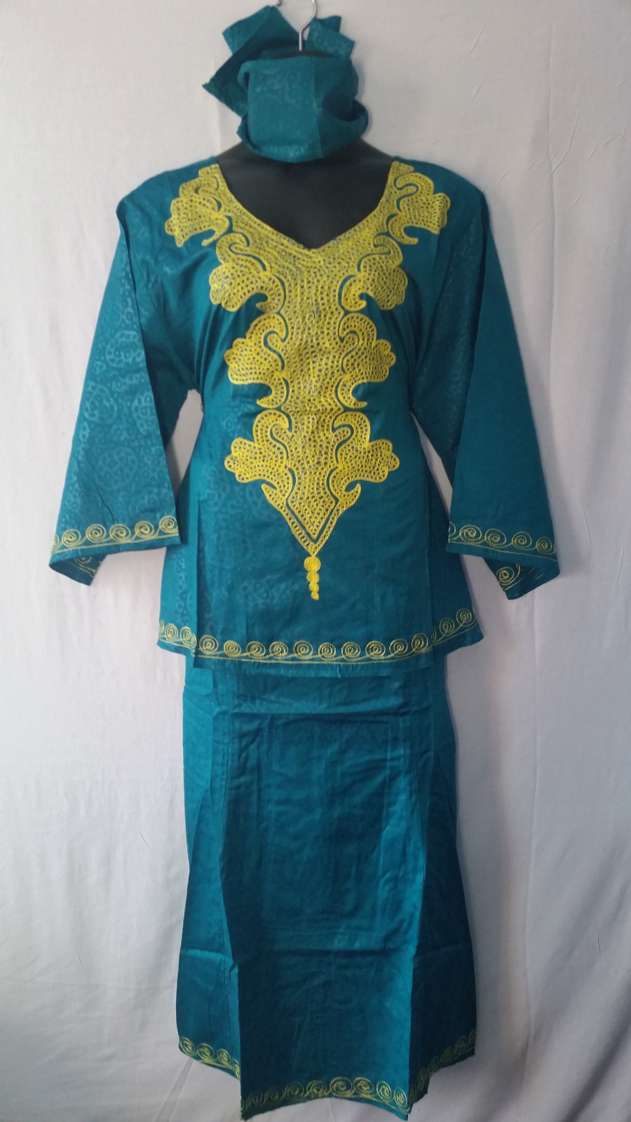 African Women Clothing Skirt Suit Dashiki Attire H Green Free Size Print # 9323