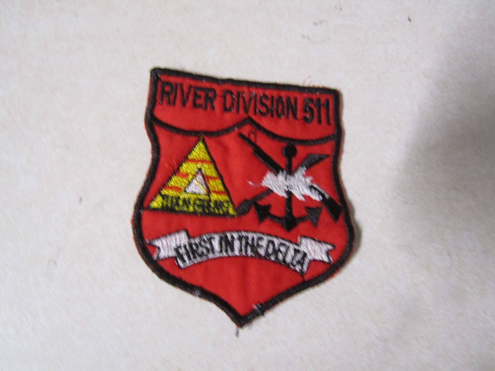 MILITARY PATCH OLD VIETNAM ERA RIVER DIVISION 511 TUAN GUNG FIRST IN THE DELTA