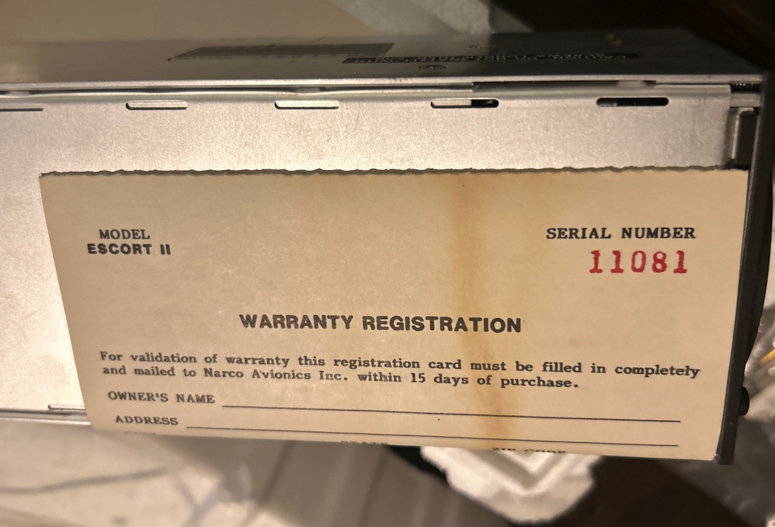 Narco Escort II VOR / LOC Indicator NAV/COMM NOS