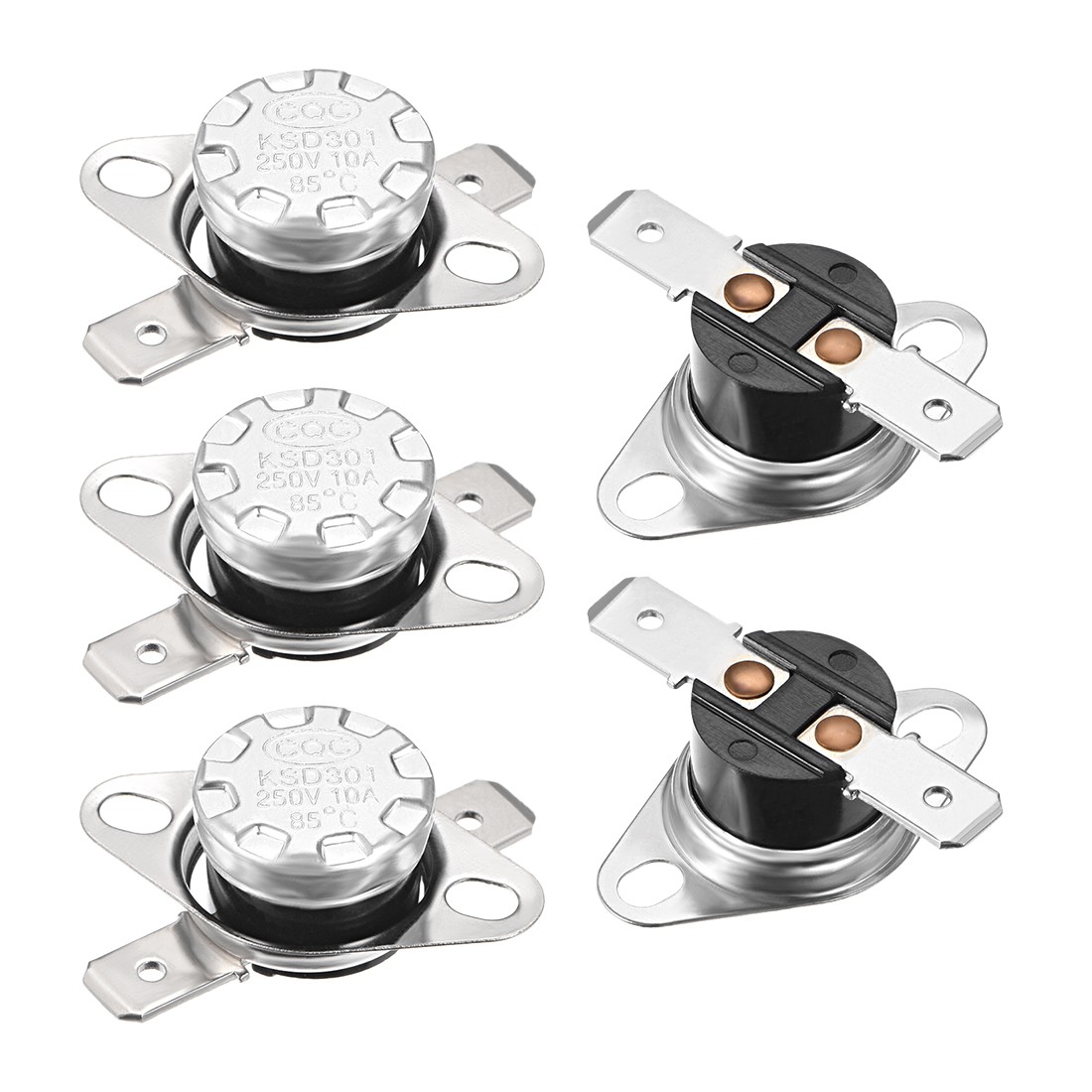 5 x Temperature Control Switches Thermostat KSD301 85°C 10A NC 6.3mm Pin