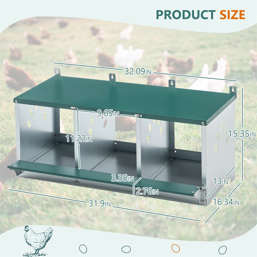 3 Compartment Metal Nesting Boxes for Chicken Nesting Boxes for Hens