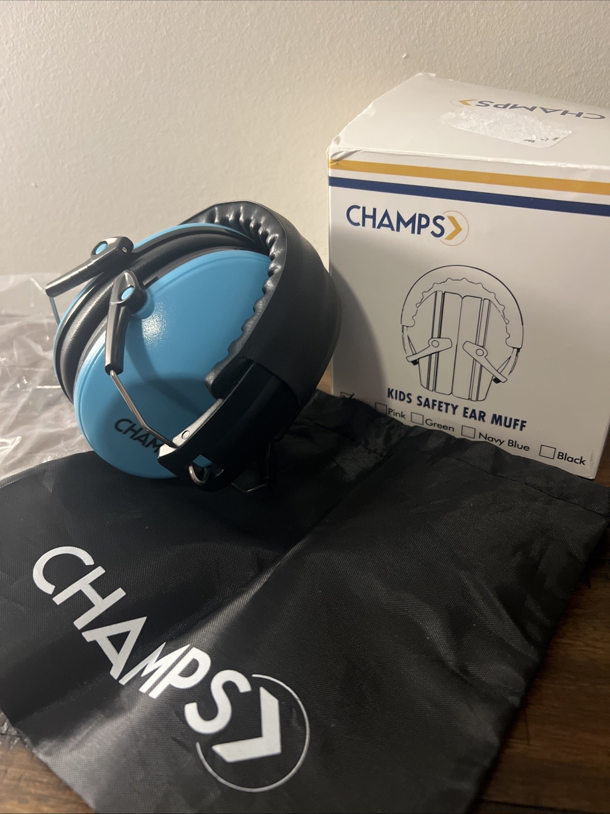 Champs Kids Safety Ear Muff Noise Reduction Adjustable Blue