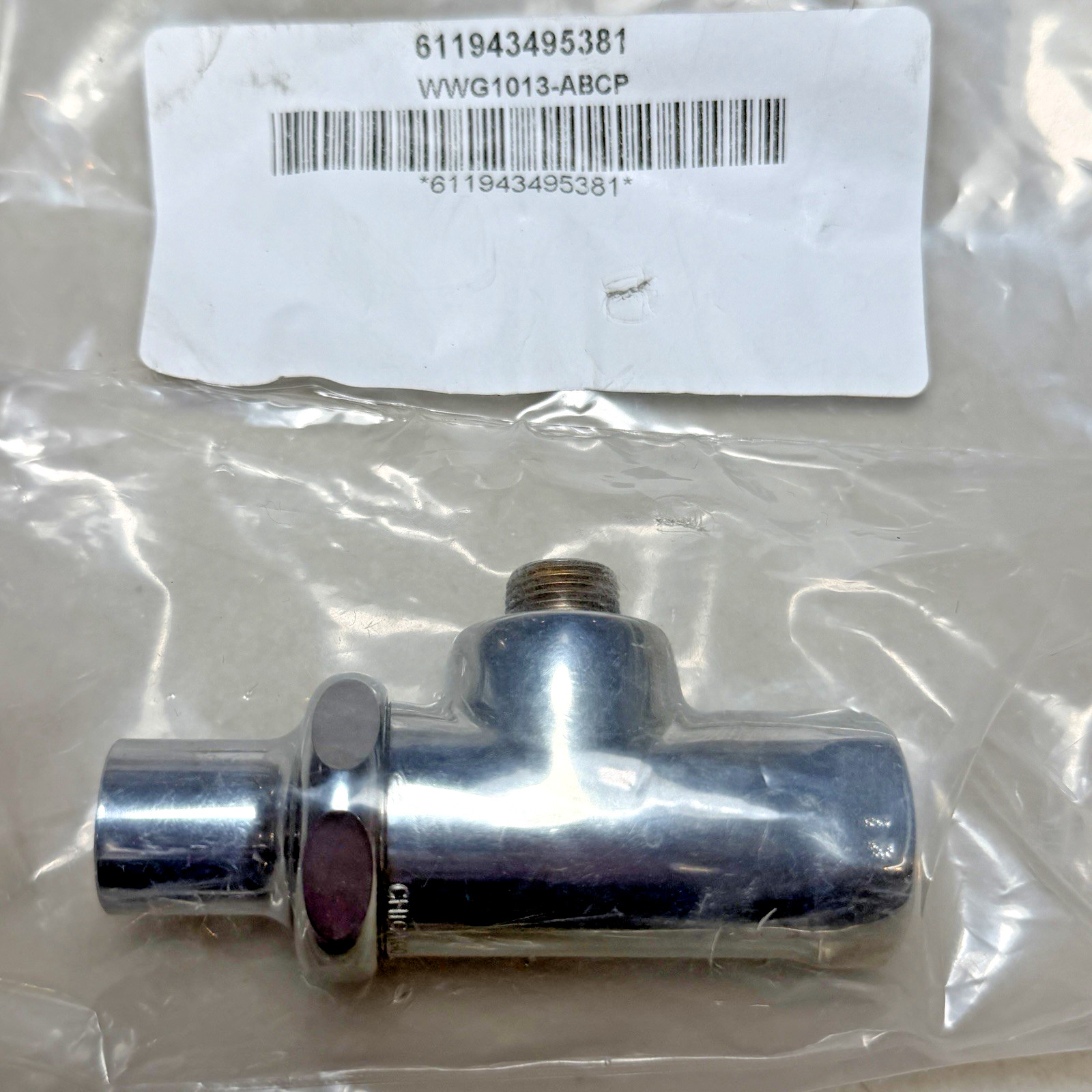 Chicago Faucets Angle Stop WWG 1013-ABCP, No Handle or Comp. Nut, NEW