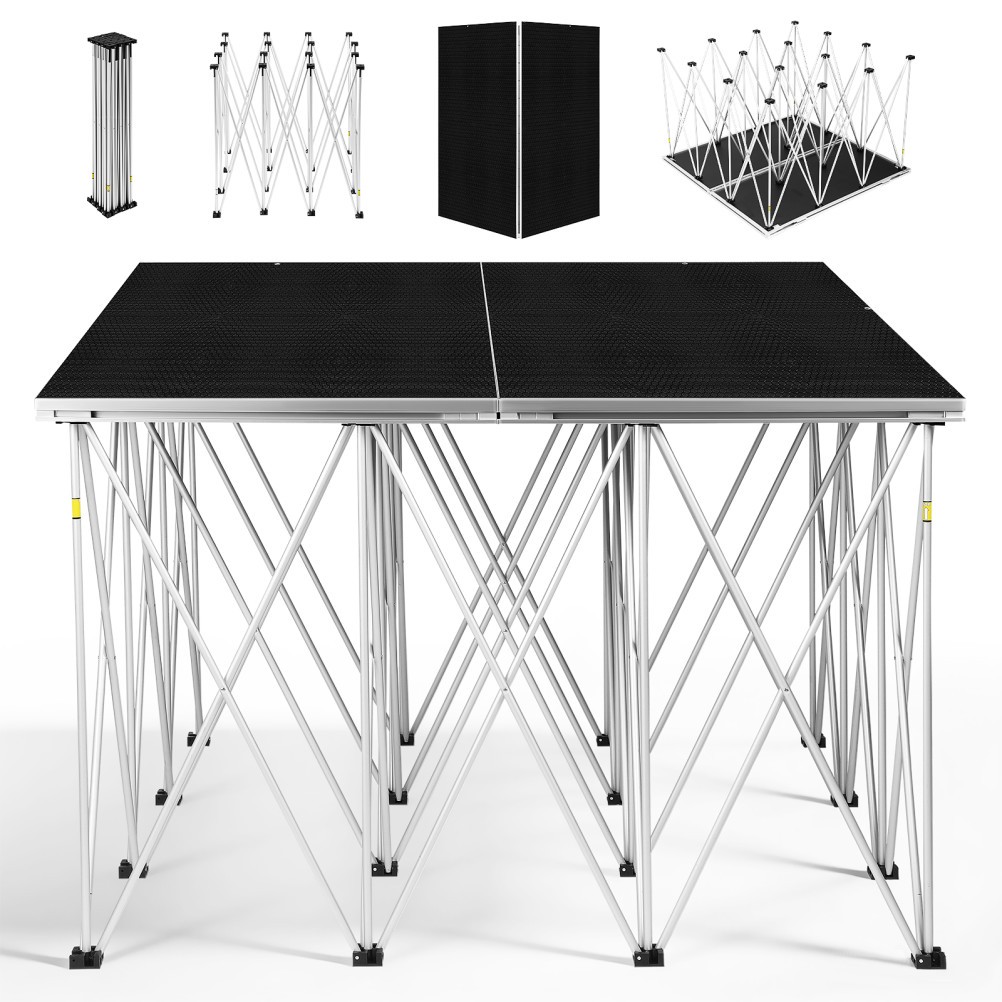 Foldable Stage Platform Aluminum with 32" Height 1540lbs Load for Events Wedding