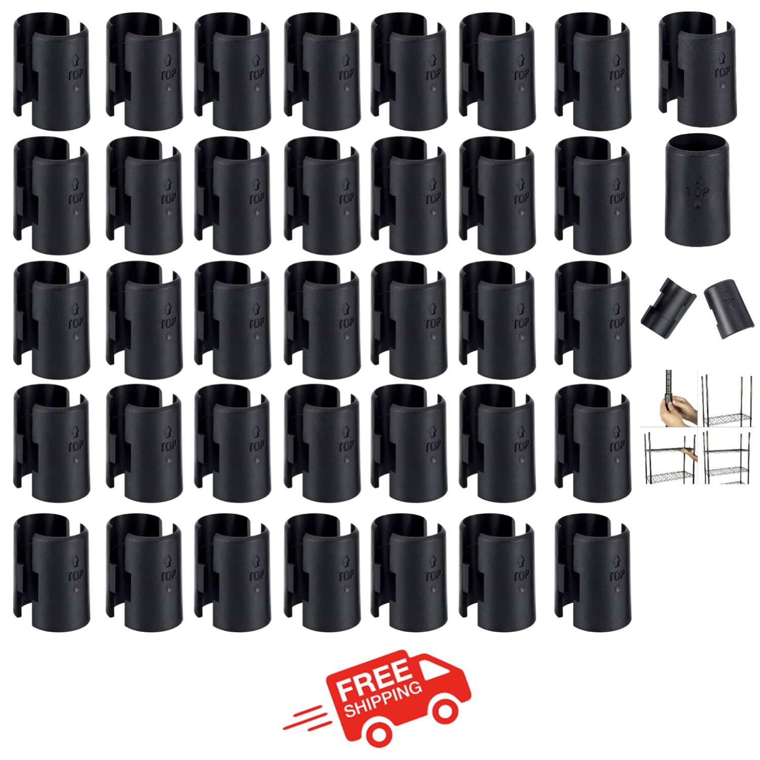 50 Pcs Black Wire Shelf Lock Clips for 1" Posts