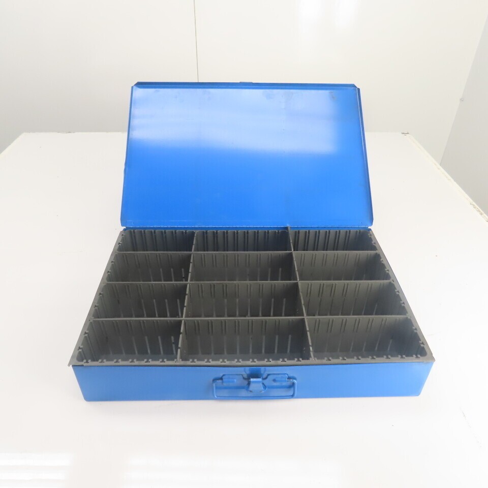18-1/2" W x 12" Deep x 3-1/4" H Steel Small Parts Storage Box W/ 12 Compartments
