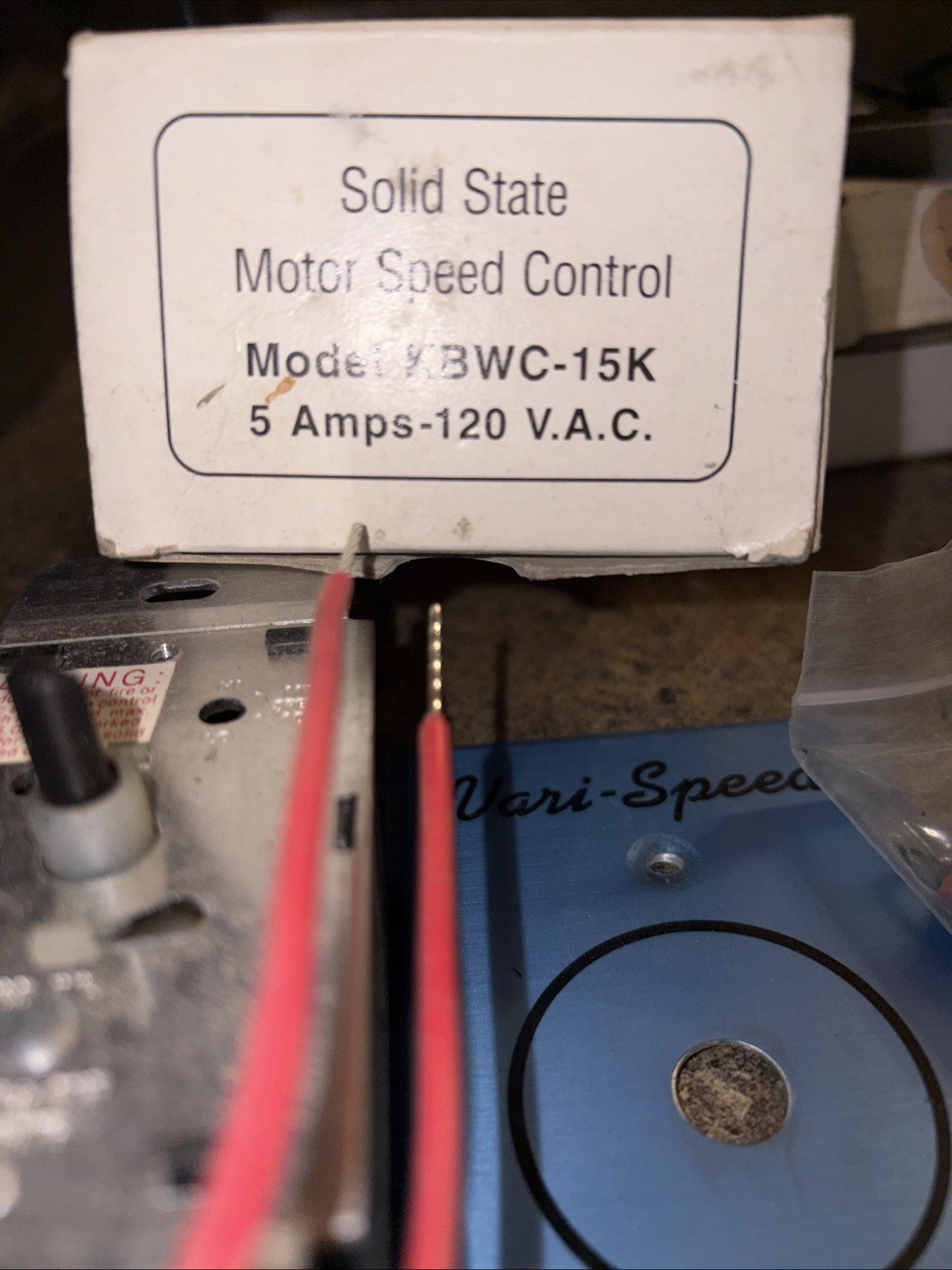 Vari-Speed Solid State Motor Speed Control KBWC - 15K 5 AMPS 120 VAC