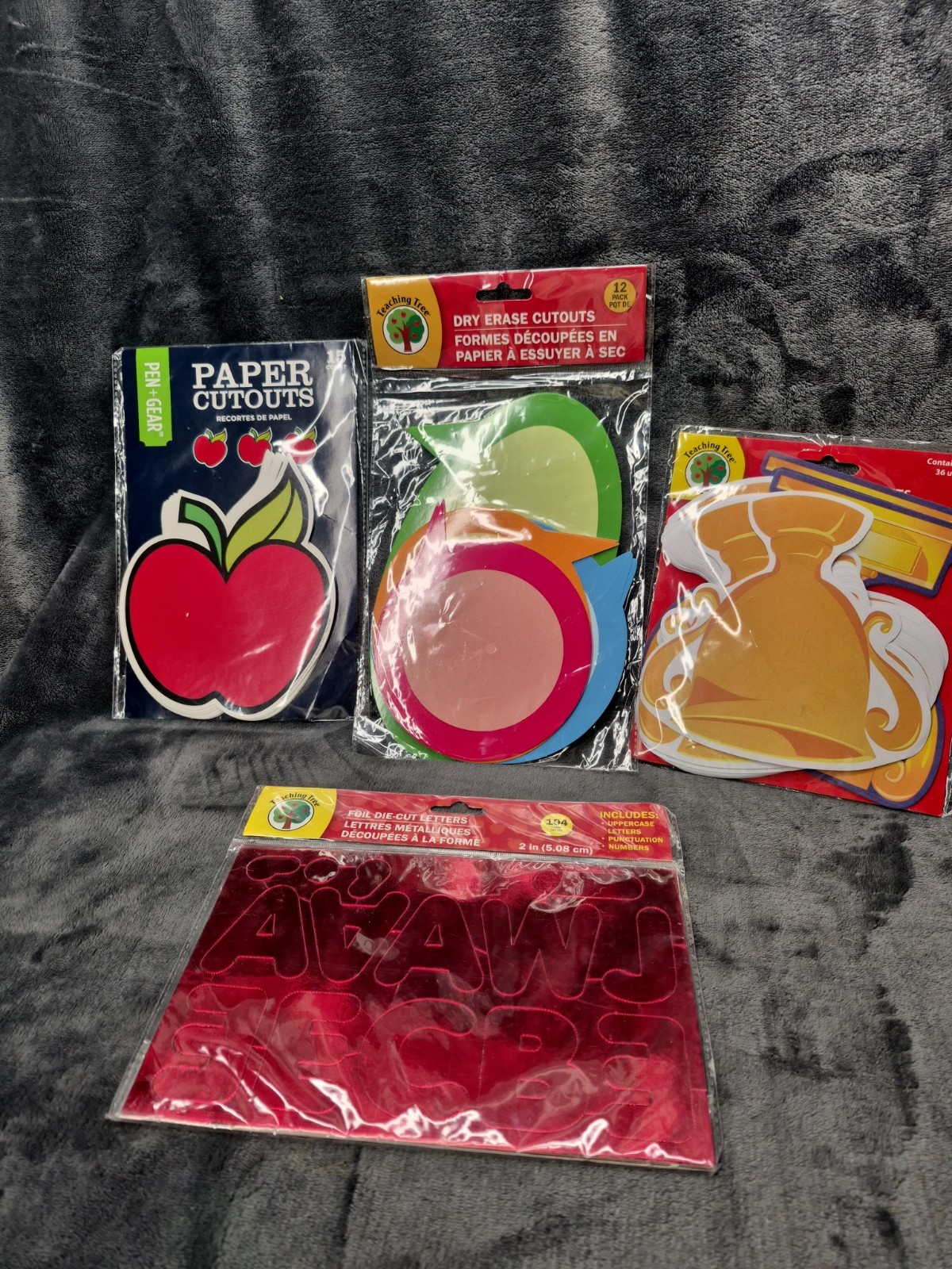 TEACHING TREE Lot Of Paper Cutouts Foil Letters More NEW 4 Package