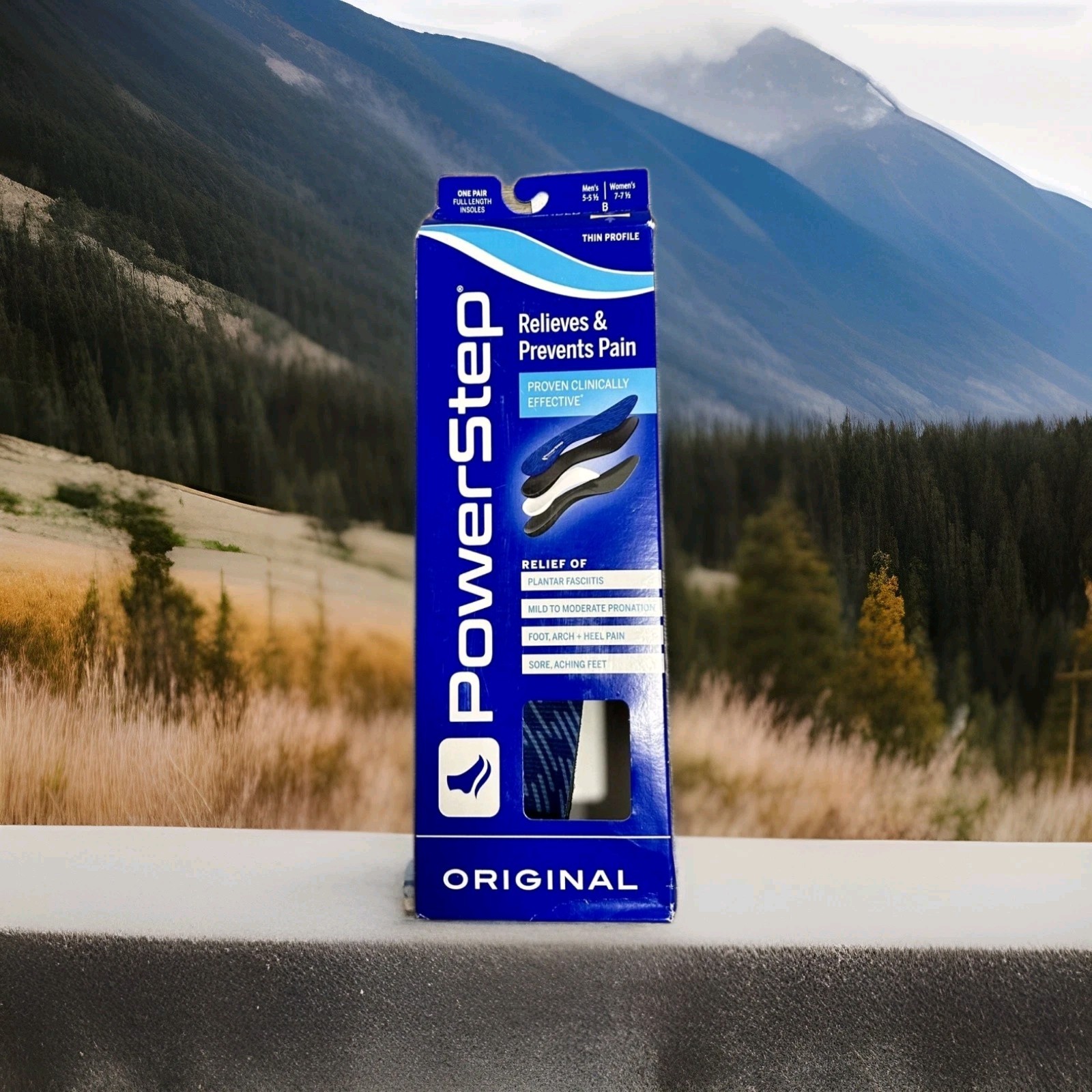 Powerstep Thin Relieves & Prevents Pain Insoles.Men’s 3-3.5 Women’s 5-5.5.B0,5