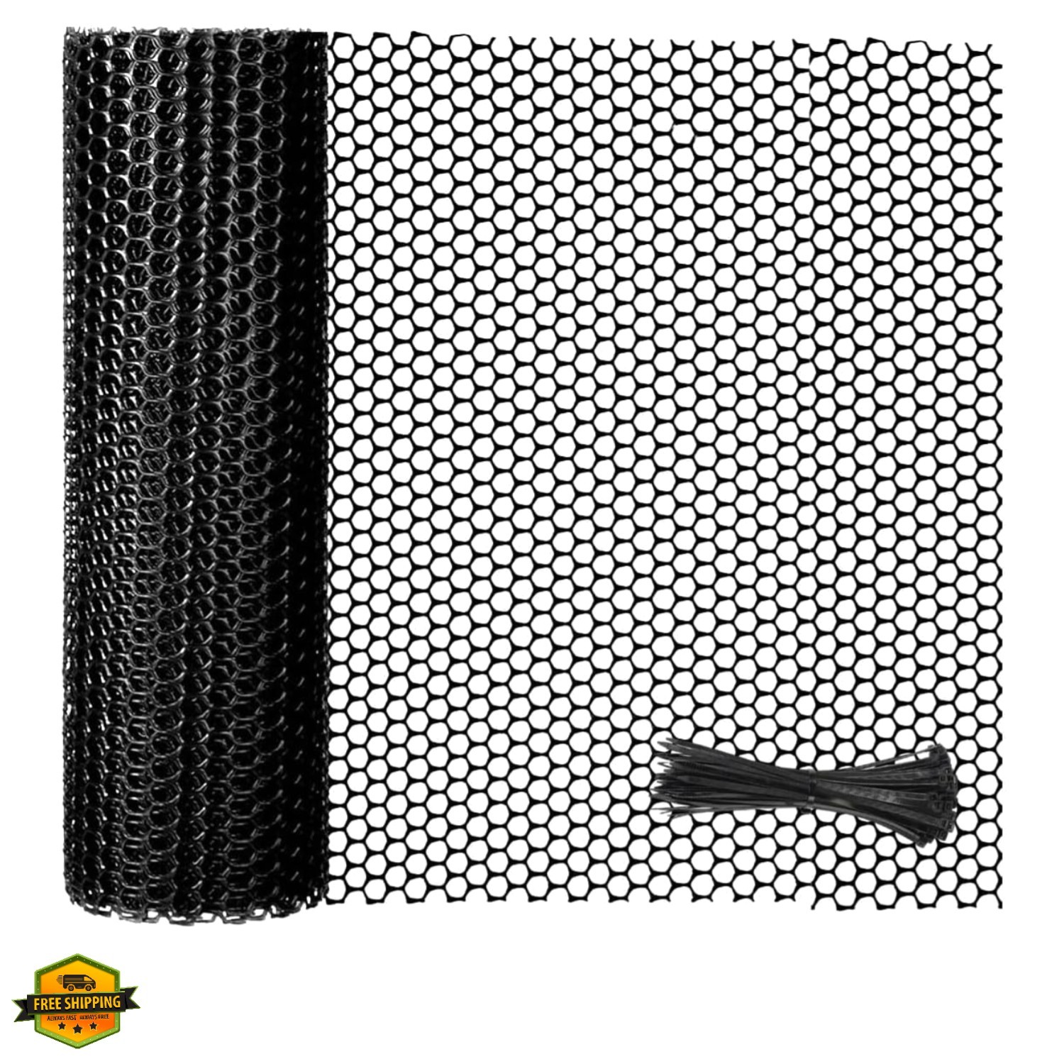 Black Plastic Garden Fencing - 15.7inx16.4ft - Pet Safety Fence Guard for Bal...