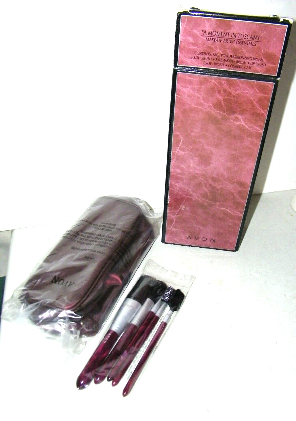Avon A Moment In Tuscany 5 Make Up Artist Brushes & Cosmetic Bag NEW SEALED 1999