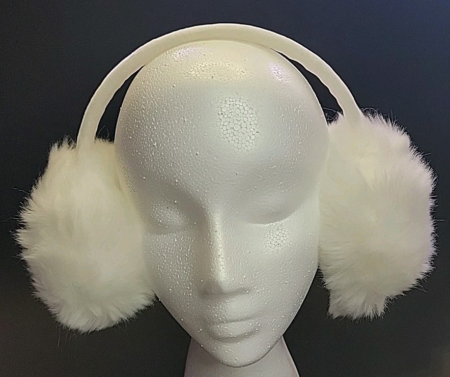 Set Of 2 Faux Fur Black/White Earmuffs Unisex Cold Weather Adult Christmas gift