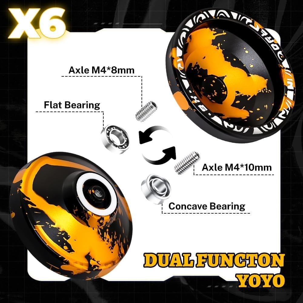 Professional Responsive Yoyo X6 for Kids Beginner, Dual Function Fingerspin Y...