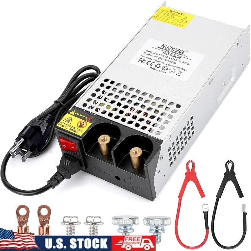 AC 110V to DC 12V Converter 1000W Power Supply 83.3A W/ Protection Features New