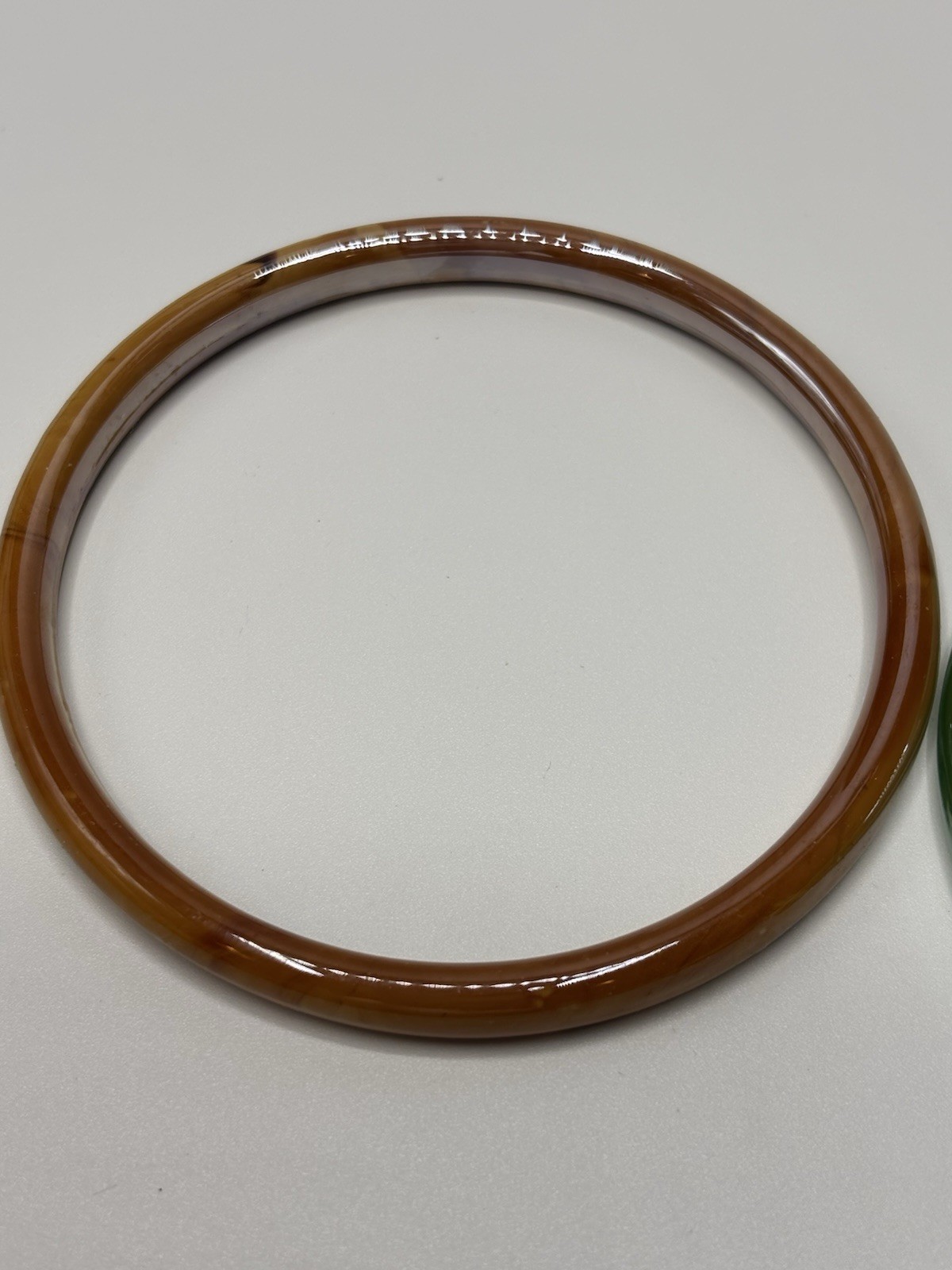 (2) Art Glass Bangle Bracelets Stackable Multi-Colored Brown Green Fashion