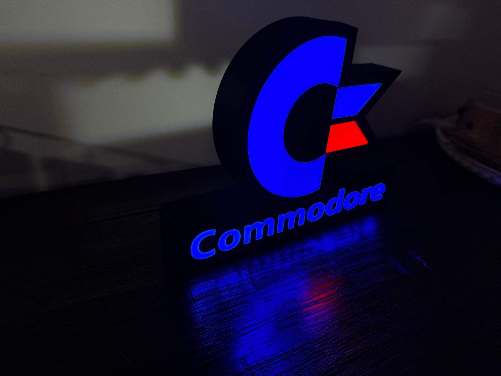 Light Up USB Powered Commodore Logo & Words - Vintage Computing Wall Art