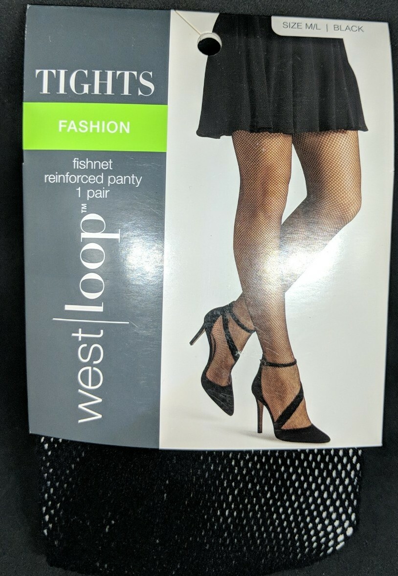 West Loop Tights Fashion Fishnet Reinforced Panty 1 Pair Size M/L | Black New