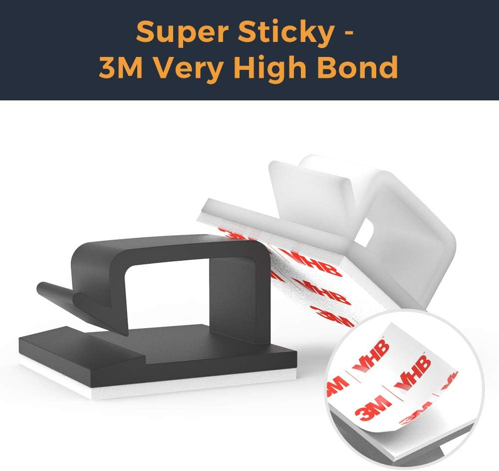 Cable Clips with Strong Self-Adhesive, R Shape Cable Management TV PC Wire