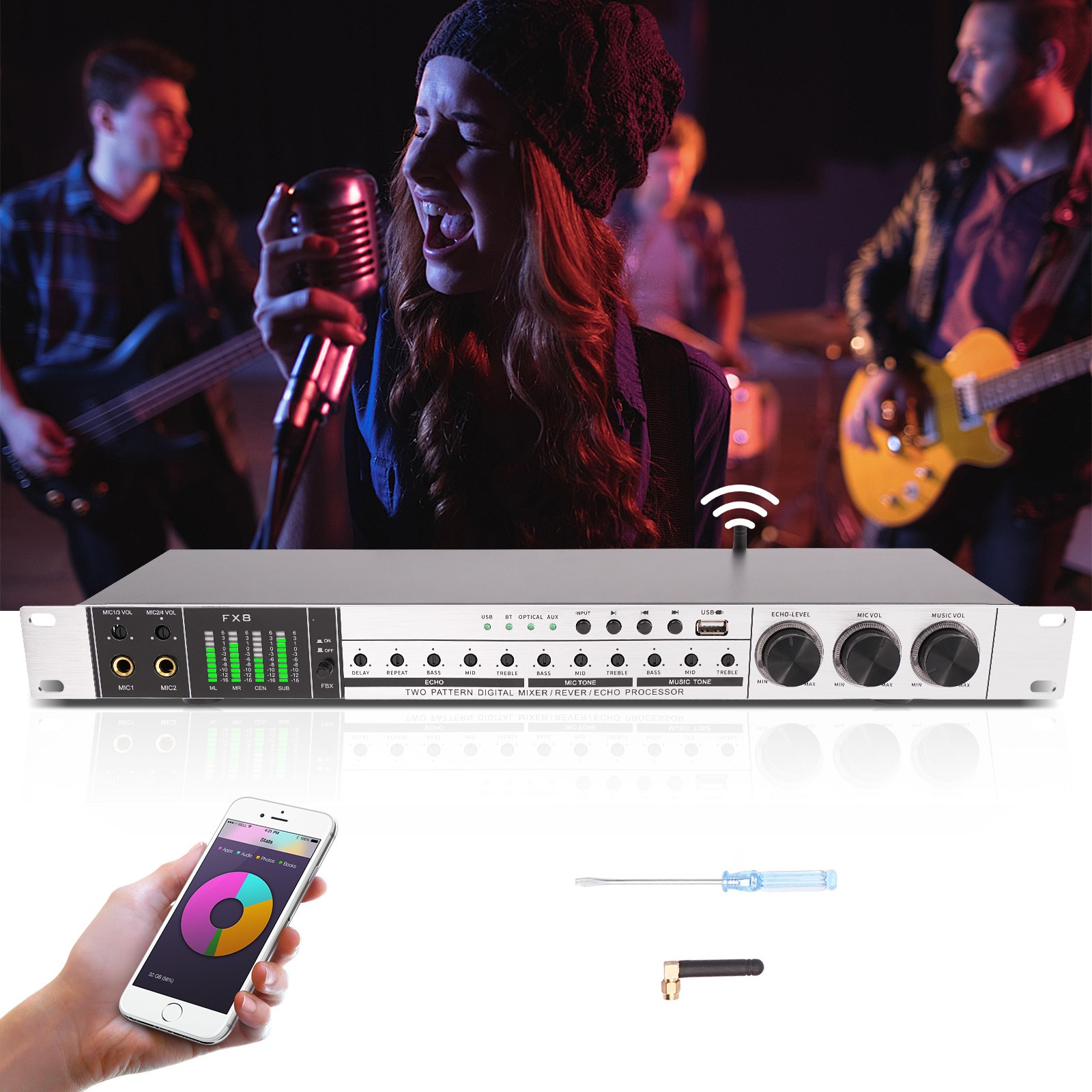 Anti-howling Audio Processor Professional Bluetooth Audio Processor Mixer 25 W