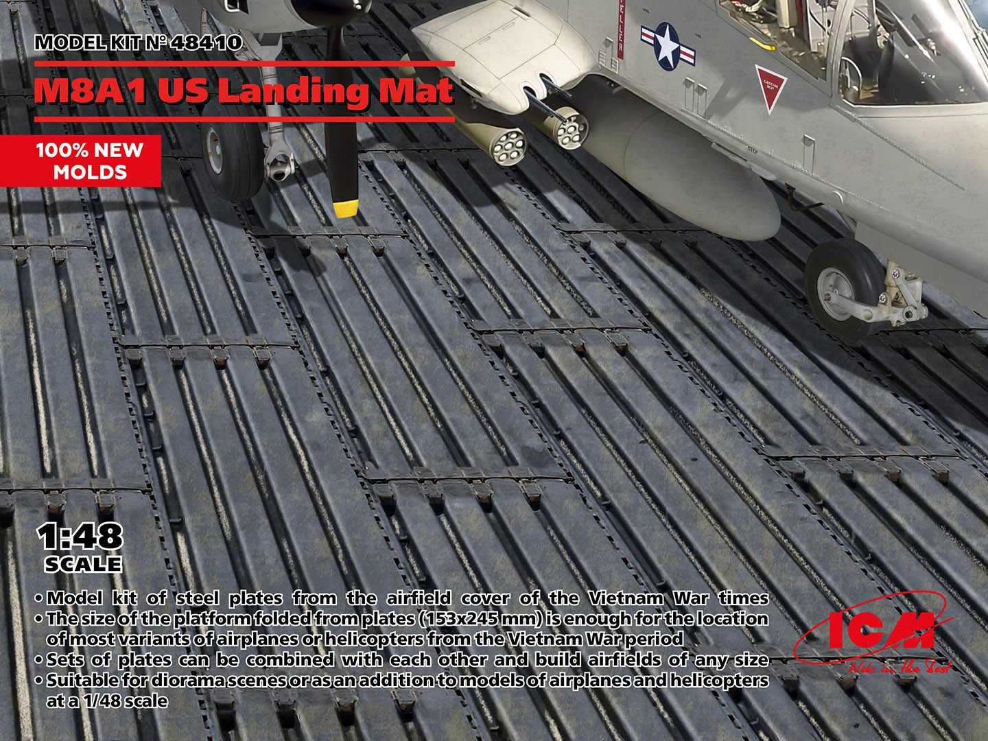 ICM-48410 ICM 1/48 M8A1 US Landing Mat (153x245 mm) (100% new molds)