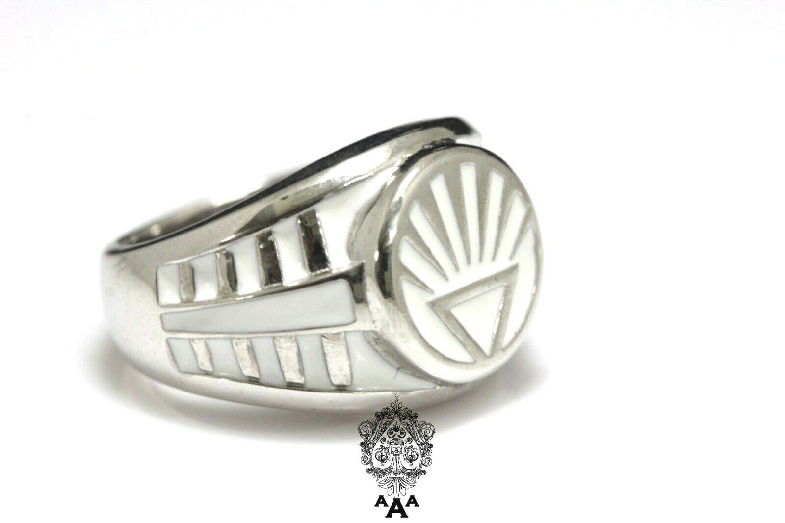 White Lantern Ring V.2 White Lantern Power Ring 925 Sterling Silver White Ring