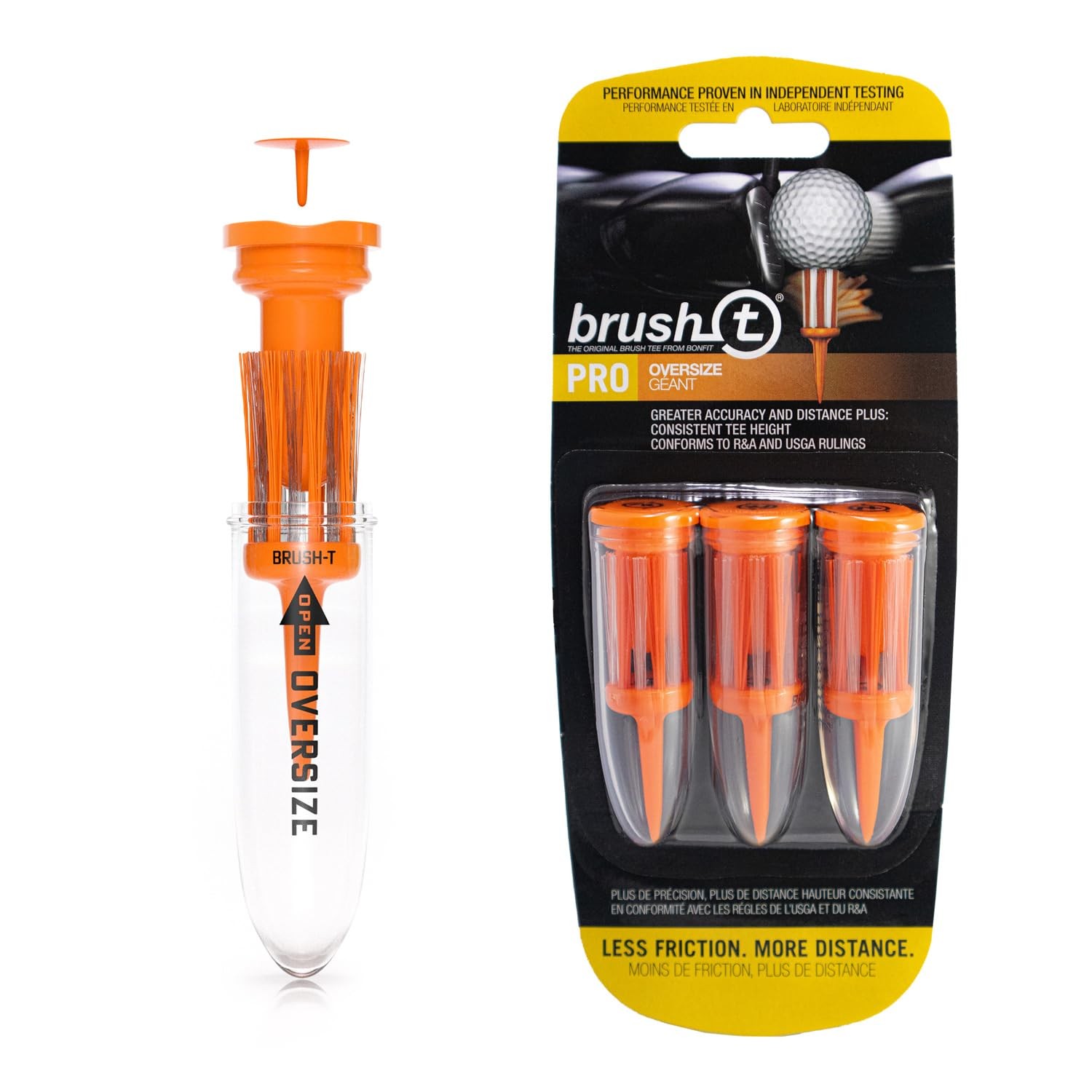 BRUSH T Premium Plastic Golf Tees Orange Oversize Size 2.4 Unbreakable 3 PCS