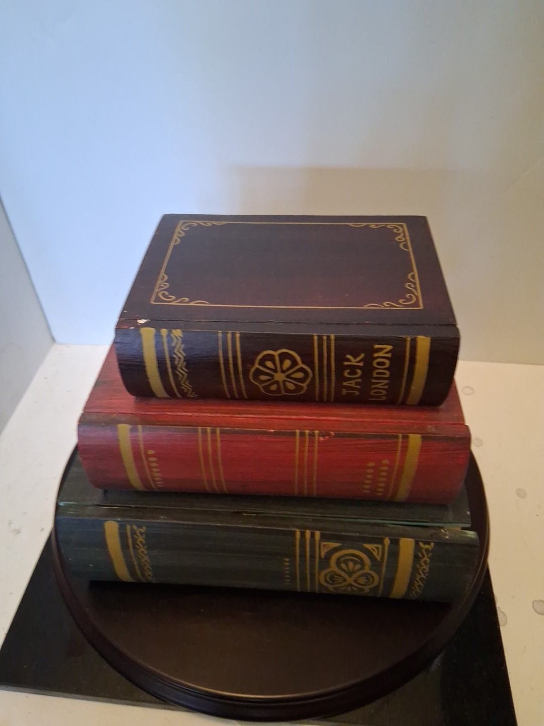 Vintage Wooden Book Stacked Stash Box Hidden Diversion Safe Secret Compartments
